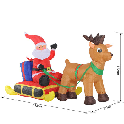 Homcom Inflatable Santa Claus W/ Sled and Reindeer