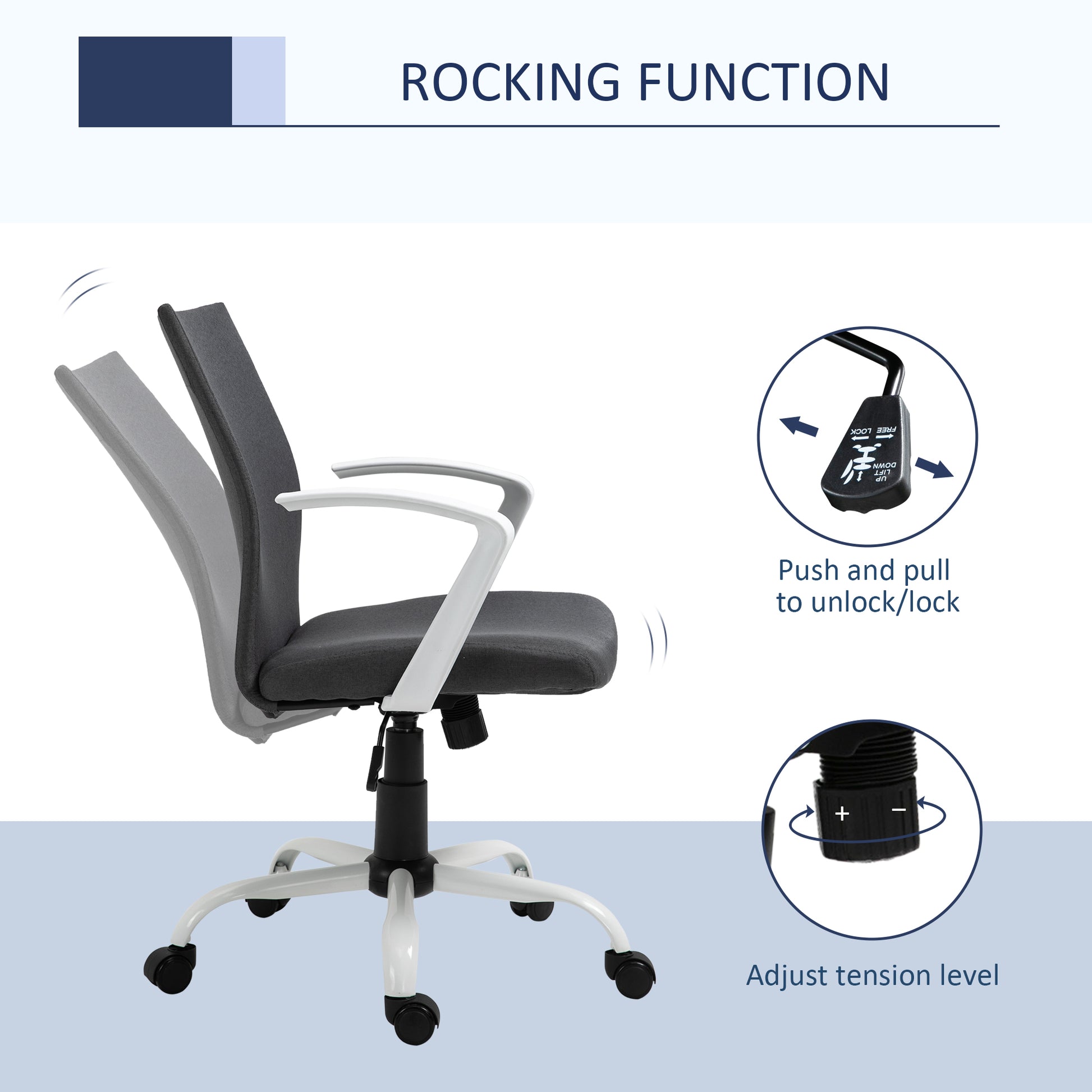 Vinsetto Office Chair Linen Swivel Computer Desk Chair Home Study Task Chair with Wheels