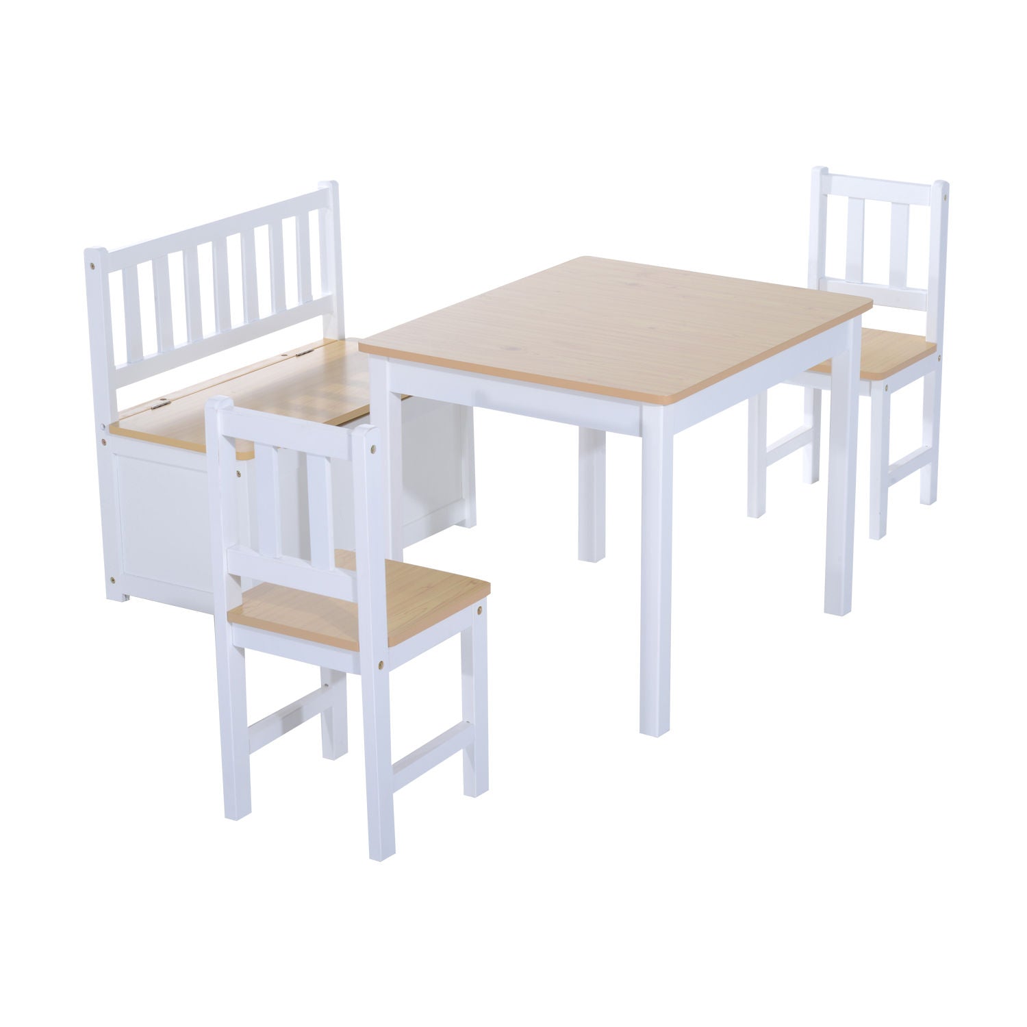 Homcom 4 Piece Kids Table And Chair Set With 2 Wooden Chairs