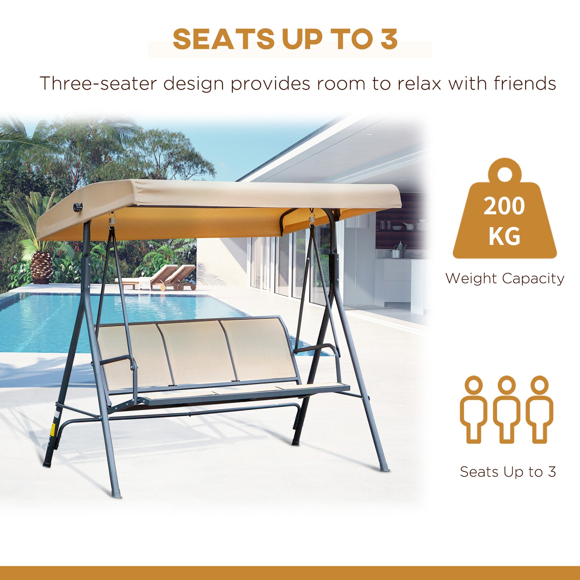 Outsunny 3 Seater Swing Chair