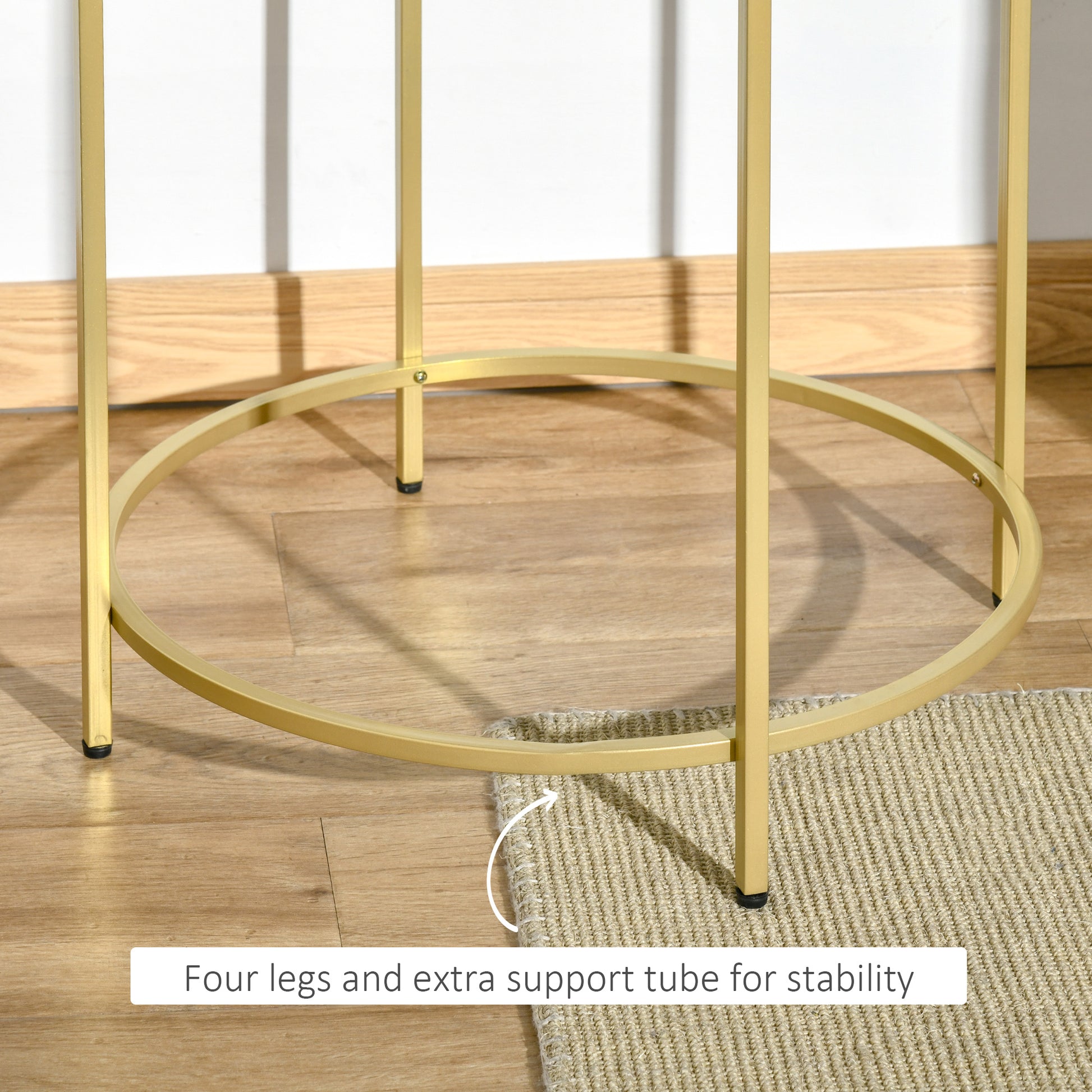 Homcom Round Side Table Morden Coffee Tables with Gold Metal Base