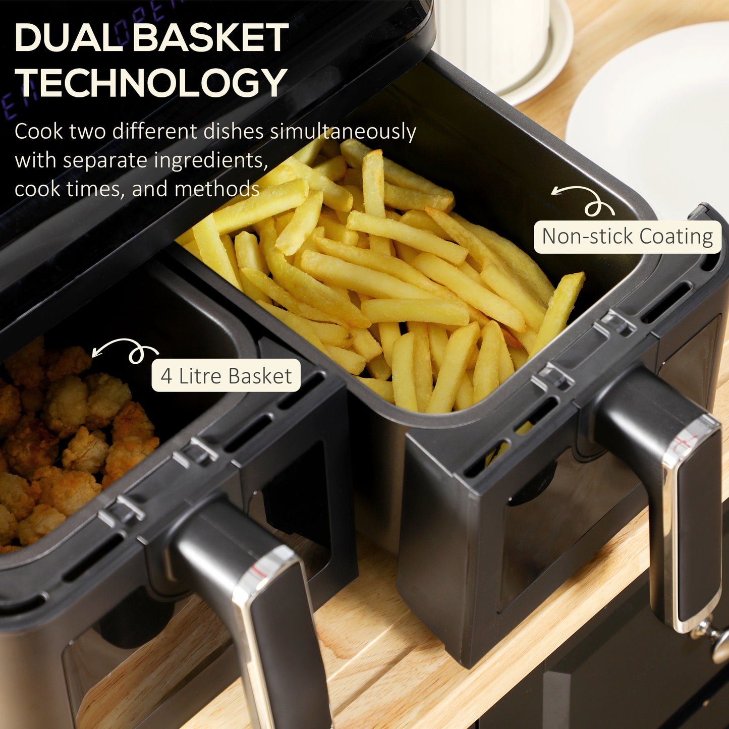 2500W 8L Family Size Air Fryer With 8 Presets Black by Homcom