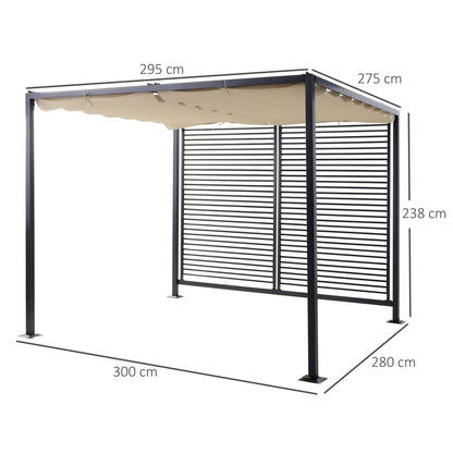 Outsunny 2.8 x 3(m) Metal Pergola Gazebo Patio Sun Shade Shelter Retractable Canopy Marquee Party BBQ Tent