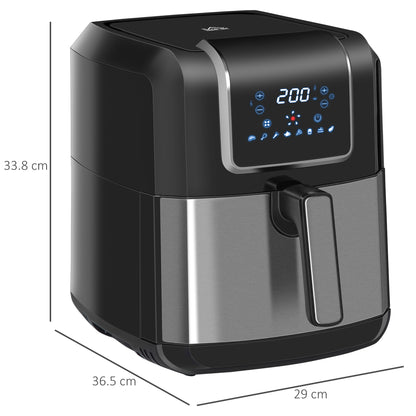 1700W 6.5L Air Fryer 8 Presets With Digital Display Black & Grey by Homcom