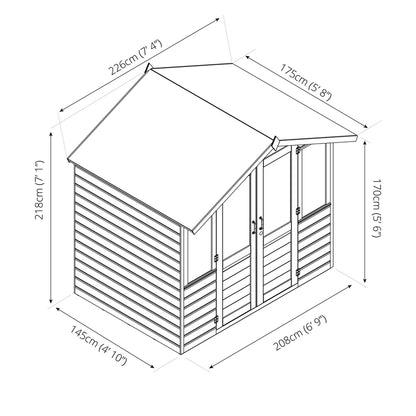 Mercia Bournemouth 7' 4" x 5' 8" Apex Summerhouse - Premium Dip Treated Shiplap