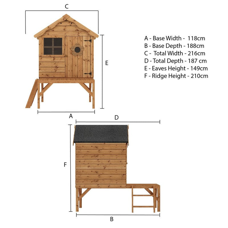 Mercia Snug 7' 1" x 6' 1" Apex Children's Playhouse - Premium Dip Treated Shiplap