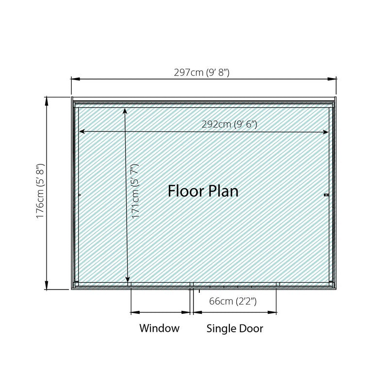 Mercia 9' 11" x 6' 1" Pent Shed - Budget Dip Treated Overlap