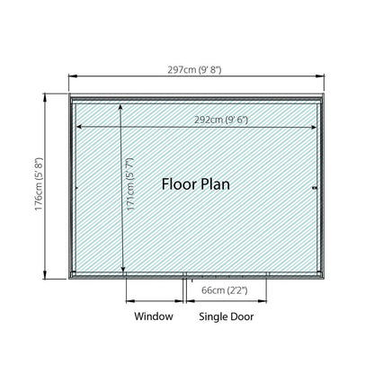 Mercia 9' 11" x 6' 1" Pent Shed - Budget Dip Treated Overlap