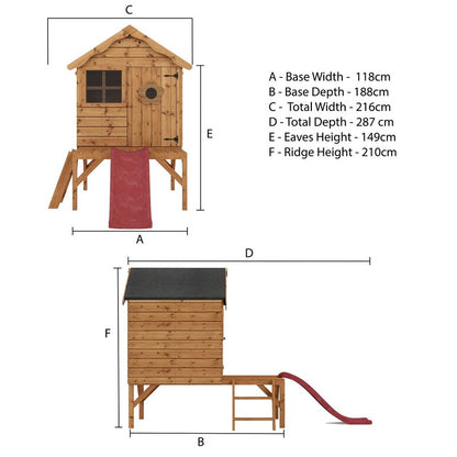 Mercia Snug 7' 1" x 9' 4" Apex Children's Playhouse - Premium Dip Treated Shiplap