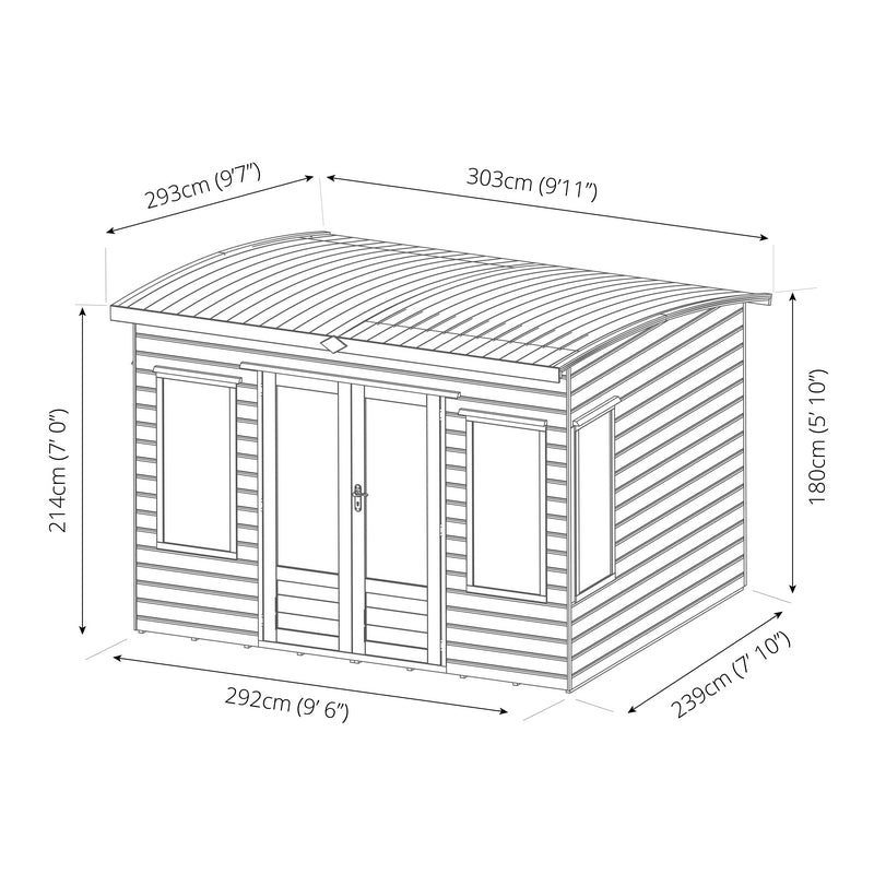 Mercia Helios 9' 11" x 9' 7" Curved Summerhouse - Premium Dip Treated Shiplap