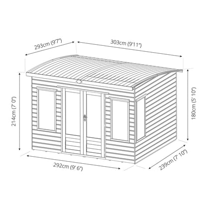 Mercia Helios 9' 11" x 9' 7" Curved Summerhouse - Premium Dip Treated Shiplap