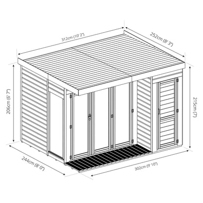 Mercia Pent 10' 2" x 8' 2" Pent Summerhouse - Premium Dip Treated Shiplap