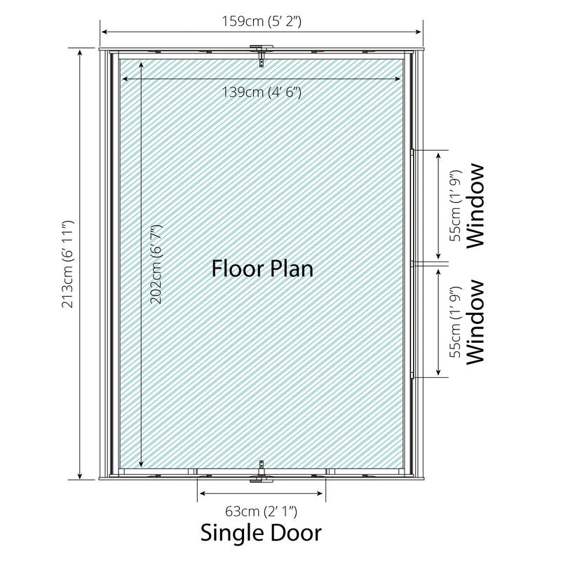 Mercia 5' 2" x 6' 11" Apex Shed - Budget Dip Treated Overlap