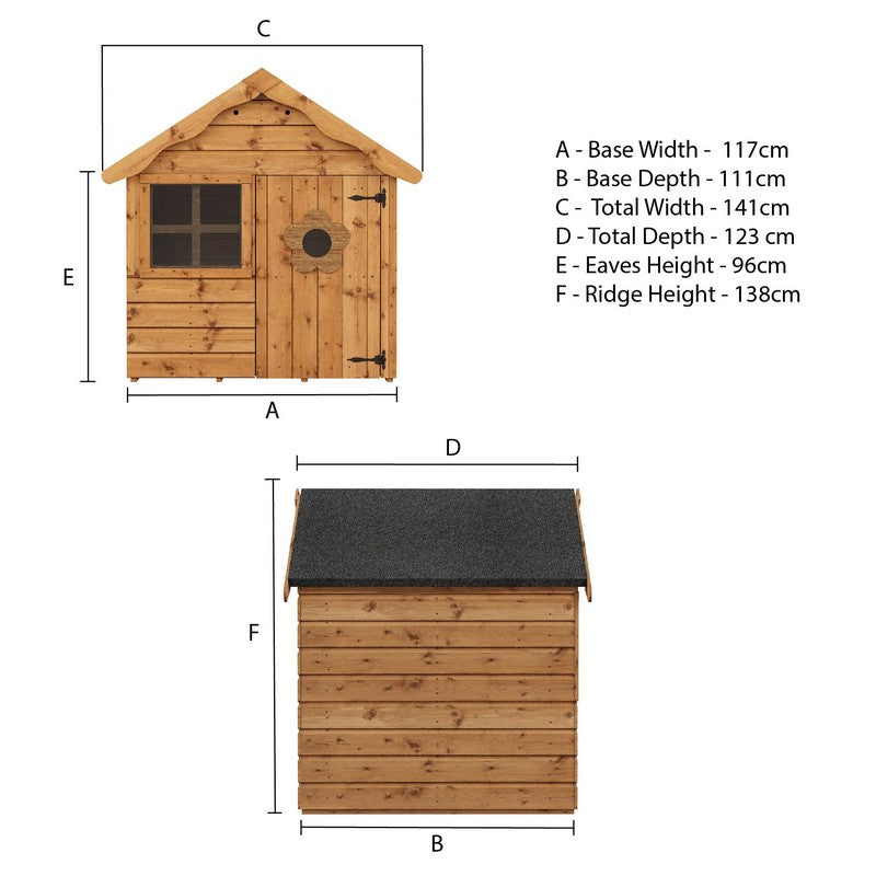 Mercia Snug 4' 7" x 4' Apex Children's Playhouse - Premium Dip Treated Shiplap