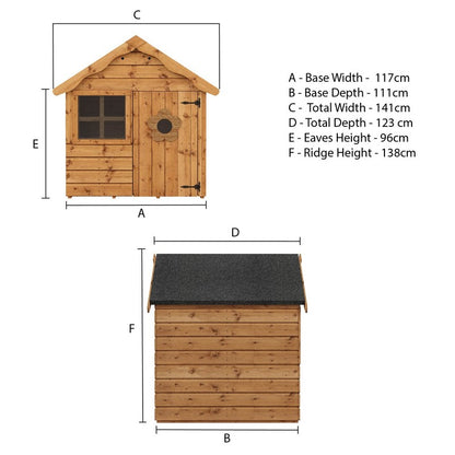 Mercia Snug 4' 7" x 4' Apex Children's Playhouse - Premium Dip Treated Shiplap