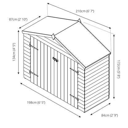 Mercia Garden Storage 2' 9" x 6' 10" Apex Bike Store - Budget Dip Treated Overlap