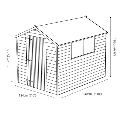 Mercia 6' 3" x 7' 10" Apex Shed - Budget Dip Treated Overlap