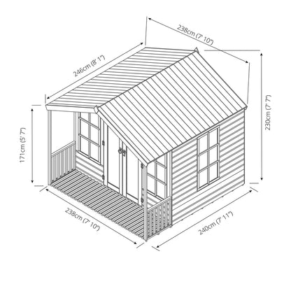 Mercia Wessex 8' 2 x 8' Apex Summerhouse - Premium Dip Treated Shiplap