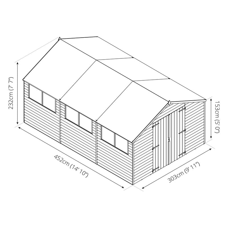 Mercia 10' 2" x 14' 10" Apex Shed - Premium Dip Treated Overlap