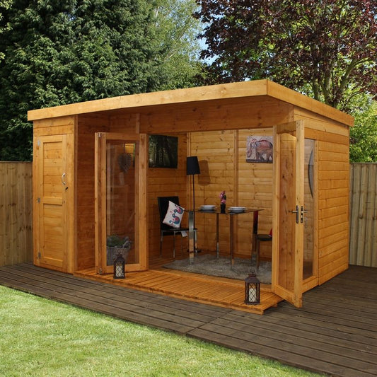 Mercia Pent 12' 6" x 8' 2" Pent Summerhouse - Premium Dip Treated Shiplap