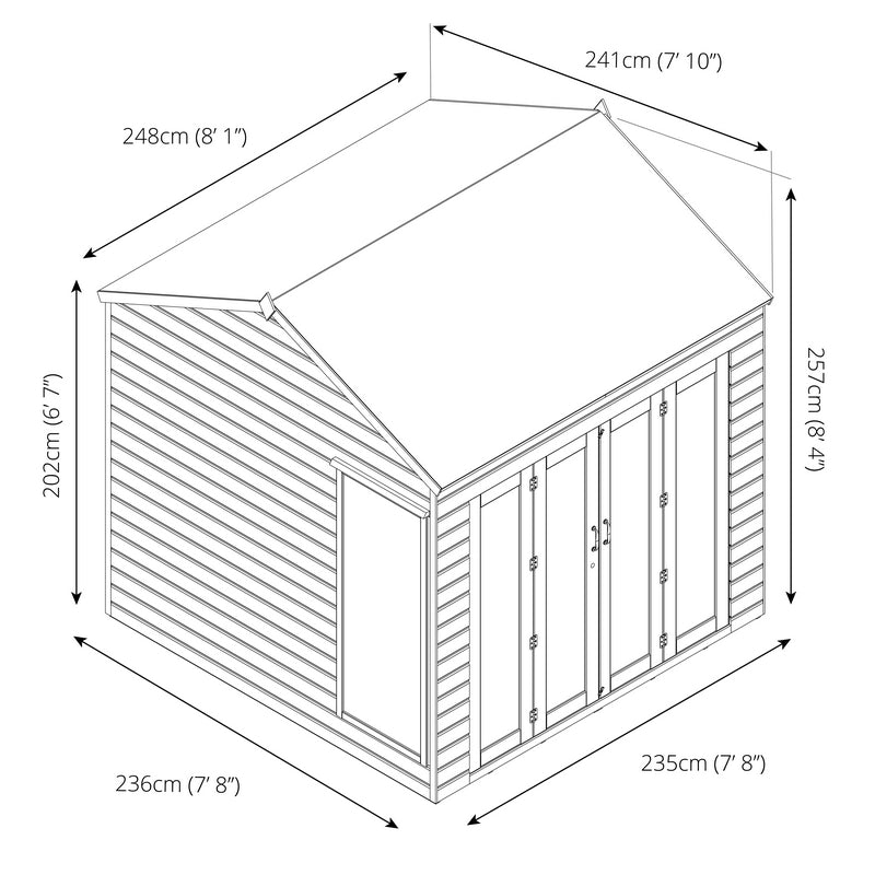 Mercia Vermont 7' 10" x 8' 1" Reverse Apex Summerhouse - Premium Dip Treated Shiplap