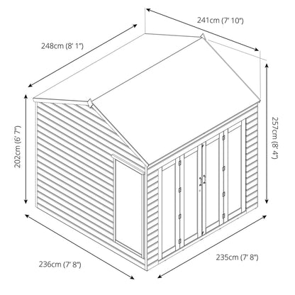 Mercia Vermont 7' 10" x 8' 1" Reverse Apex Summerhouse - Premium Dip Treated Shiplap