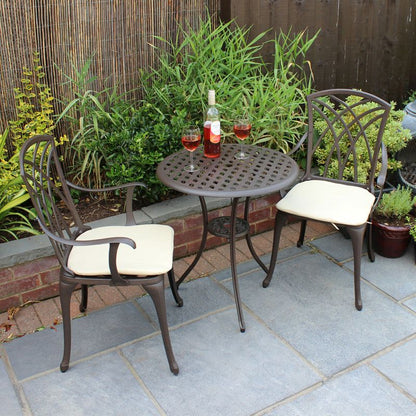 Essentials Garden Bistro Set by Wensum - 2 Seats Cream Cushions