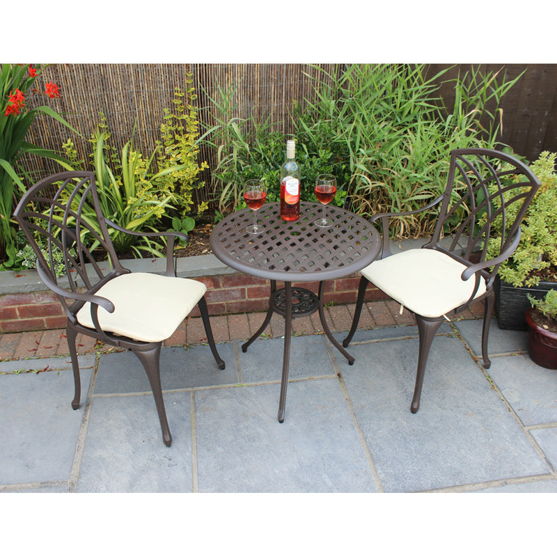 Essentials Garden Bistro Set by Wensum - 2 Seats Cream Cushions