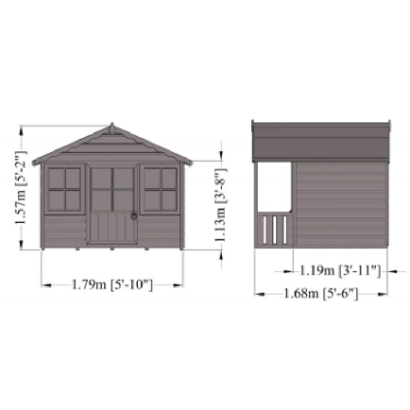 Shire Pixie 5' 10" x 5' 6" Apex Children's Playhouse - Premium Dip Treated Shiplap