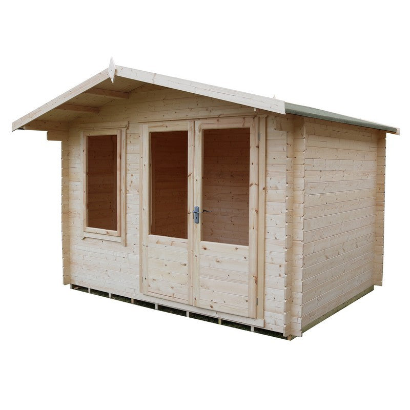 Shire Berryfield 11' 3" x 11' 10" Apex Log Cabin - Premium 19mm Cladding Log Clad