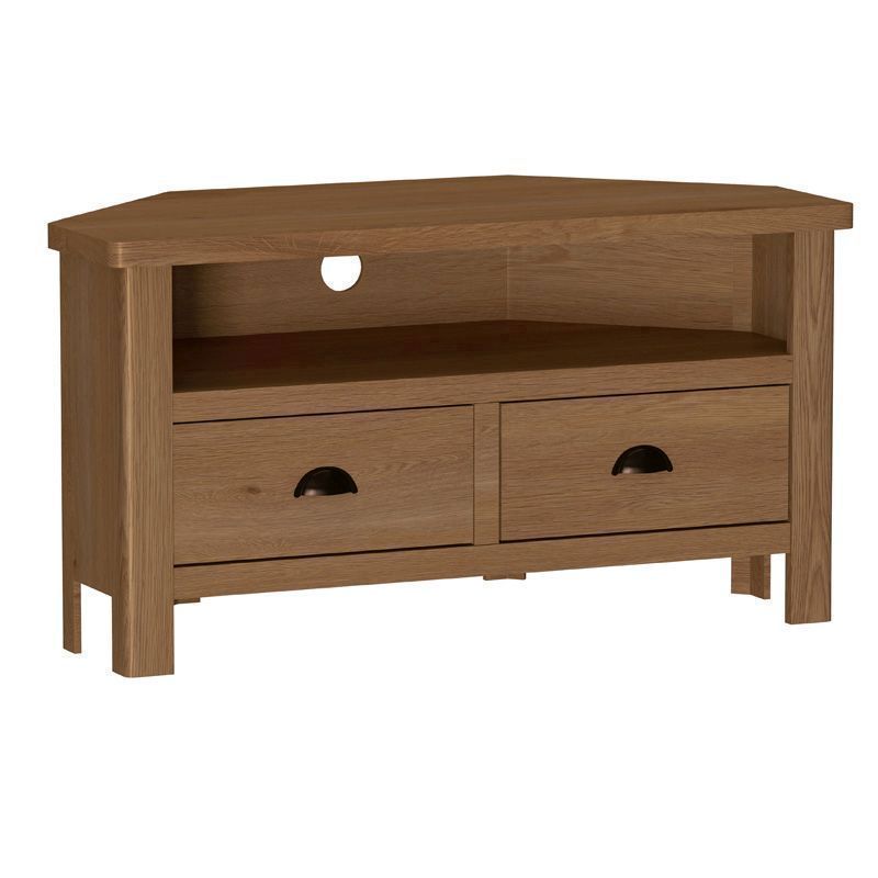 Rutland Corner TV Unit Oak Natural 1 Shelf 2 Drawers