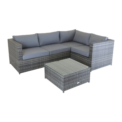 Classic Rattan Garden Corner Sofa by Wensum - 3 Seats Grey - Croft Home & Garden