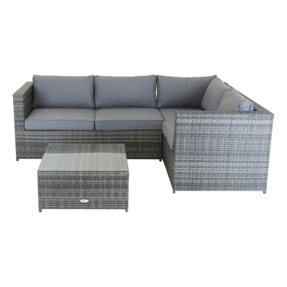 Classic Rattan Garden Corner Sofa by Wensum - 3 Seats Grey - Croft Home & Garden