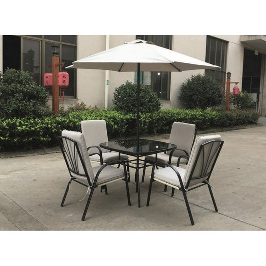 Amalfi Garden Patio Dining Set by Royalcraft - 4 Seats Ivory Cushions - Croft Home & Garden