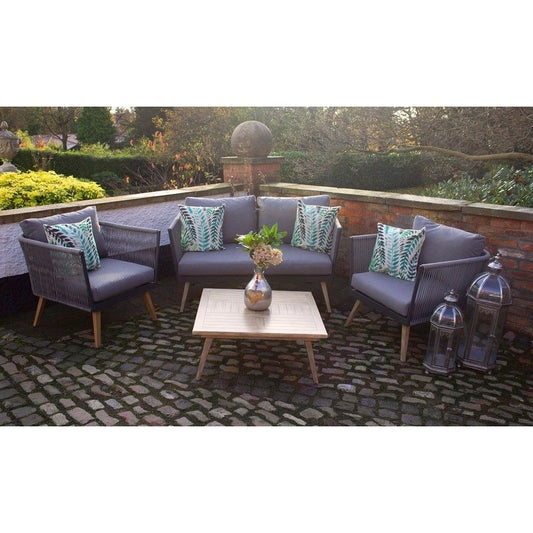 Milan Garden Patio Dining Set by Royalcraft - 4 Seats Grey Cushions - Croft Home & Garden