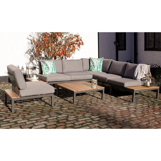 Aspen Garden Corner Sofa by Royalcraft - 6 Seats Grey Cushions