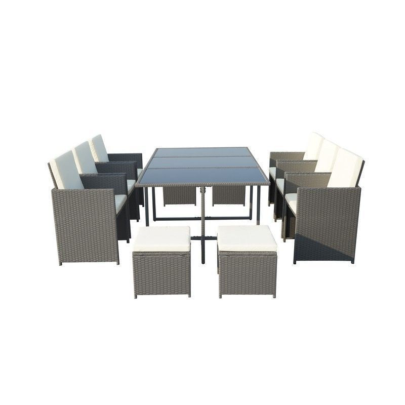 Valencia Rattan Garden Patio Dining Set by Royalcraft - 10 Seats Ivory Cushions