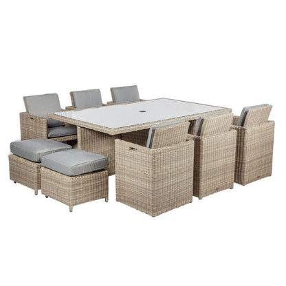 Wentworth Rattan Garden Patio Dining Set by Royalcraft - 10 Seats Grey Cushions - Croft Home & Garden