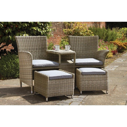 Wentworth Rattan Garden Patio Dining Set by Royalcraft - 2 Seats Grey Cushions - Croft Home & Garden