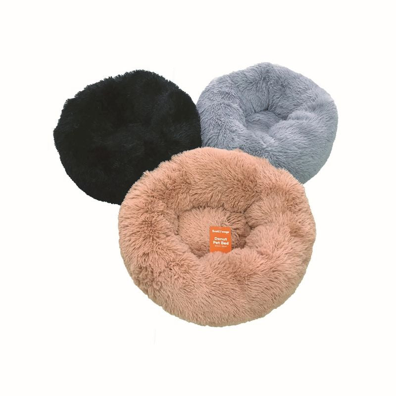 80x26 Grey Fluffy Donut Pet Bed