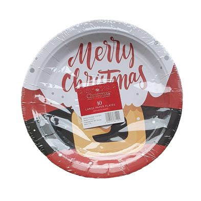 Merry Christmas Santa Large Paper Plates 10 Pack