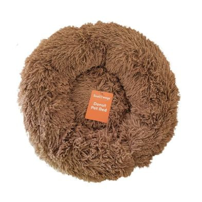 Brown Fluffy Donut Pet Bed 60cm x 26cm