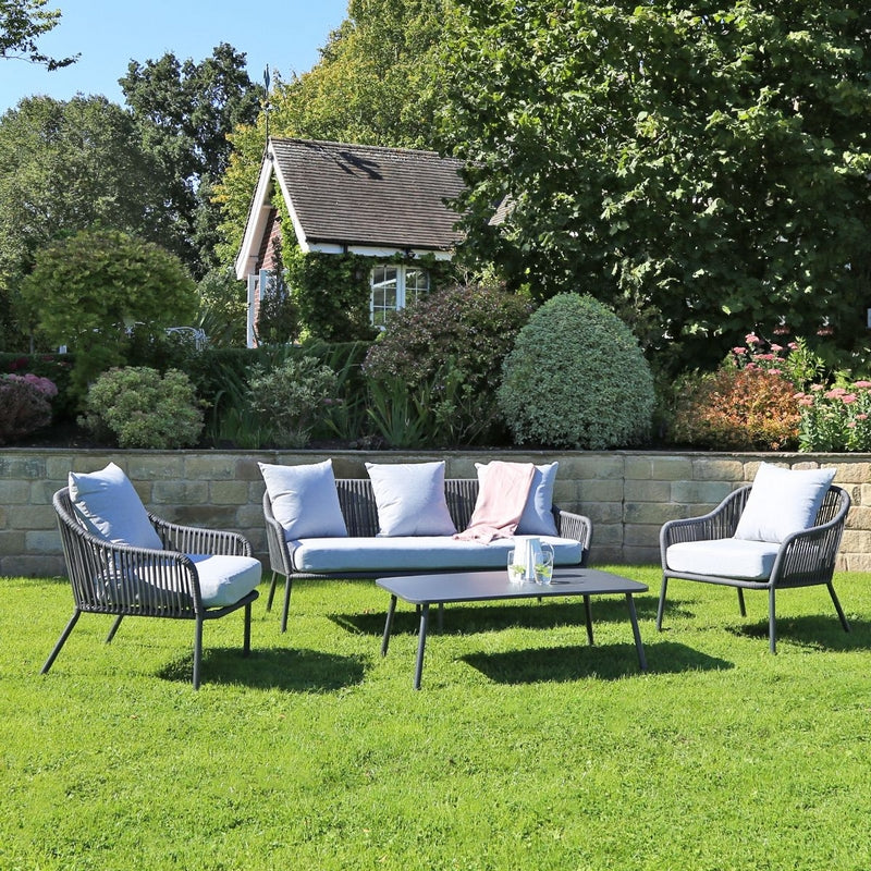 Garden Furniture Set by Wensum - 5 Seats Grey Cushions - Croft Home & Garden