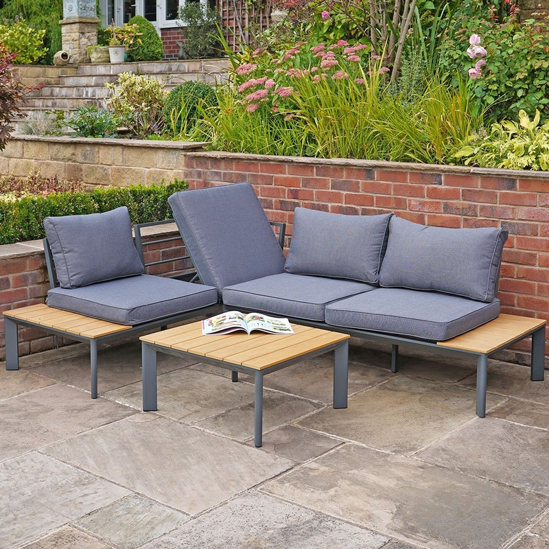 Garden Furniture Set by Wensum - 3 Seats Grey Cushions - Croft Home & Garden