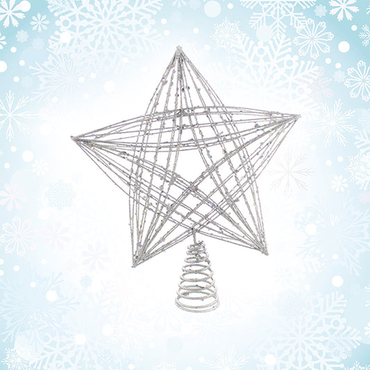 Star Christmas Tree Topper Decoration Silver - 30cm 