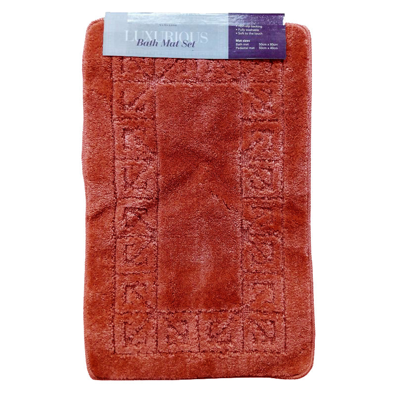 2x Bath Mat Set - Red