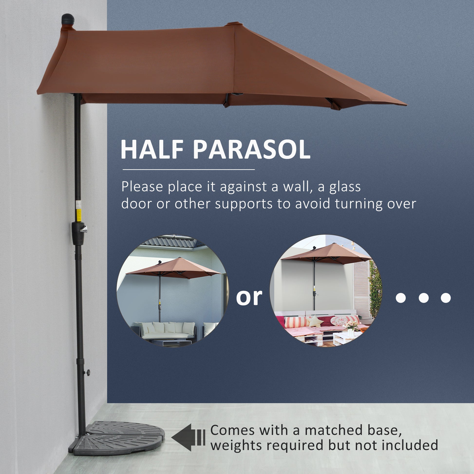 Outsunny 2m Half-Cut Garden Parasol