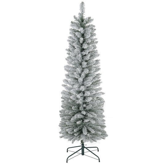 6ft Slim Christmas Tree Artificial - White Frosted Green  329 Tips