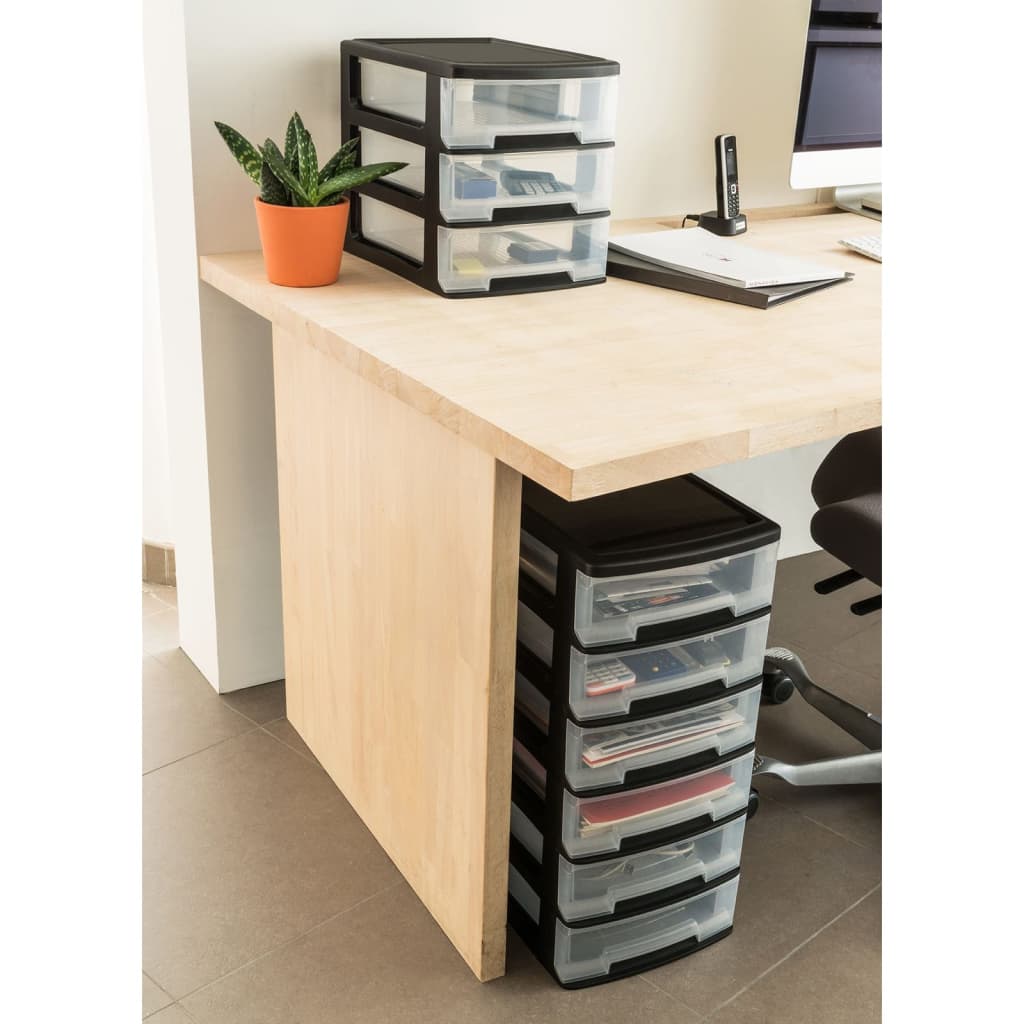 Curver Desk Drawer Cube Babel A4 3x5L Black and Transparent