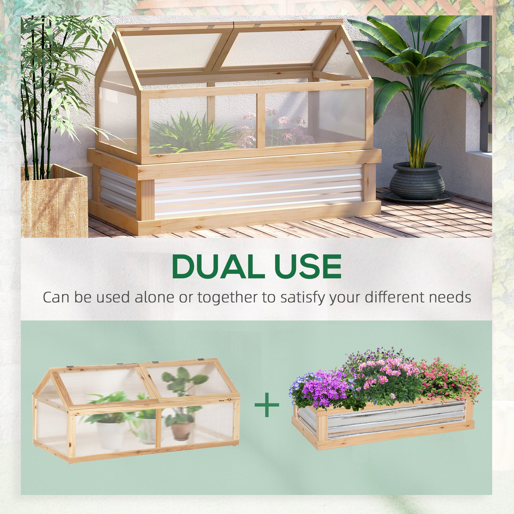 Outsunny Raised Garden Bed with Greenhouse Top